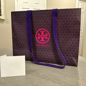 Large 16x12 authentic Tory Burch shopping bag with receipt envelope